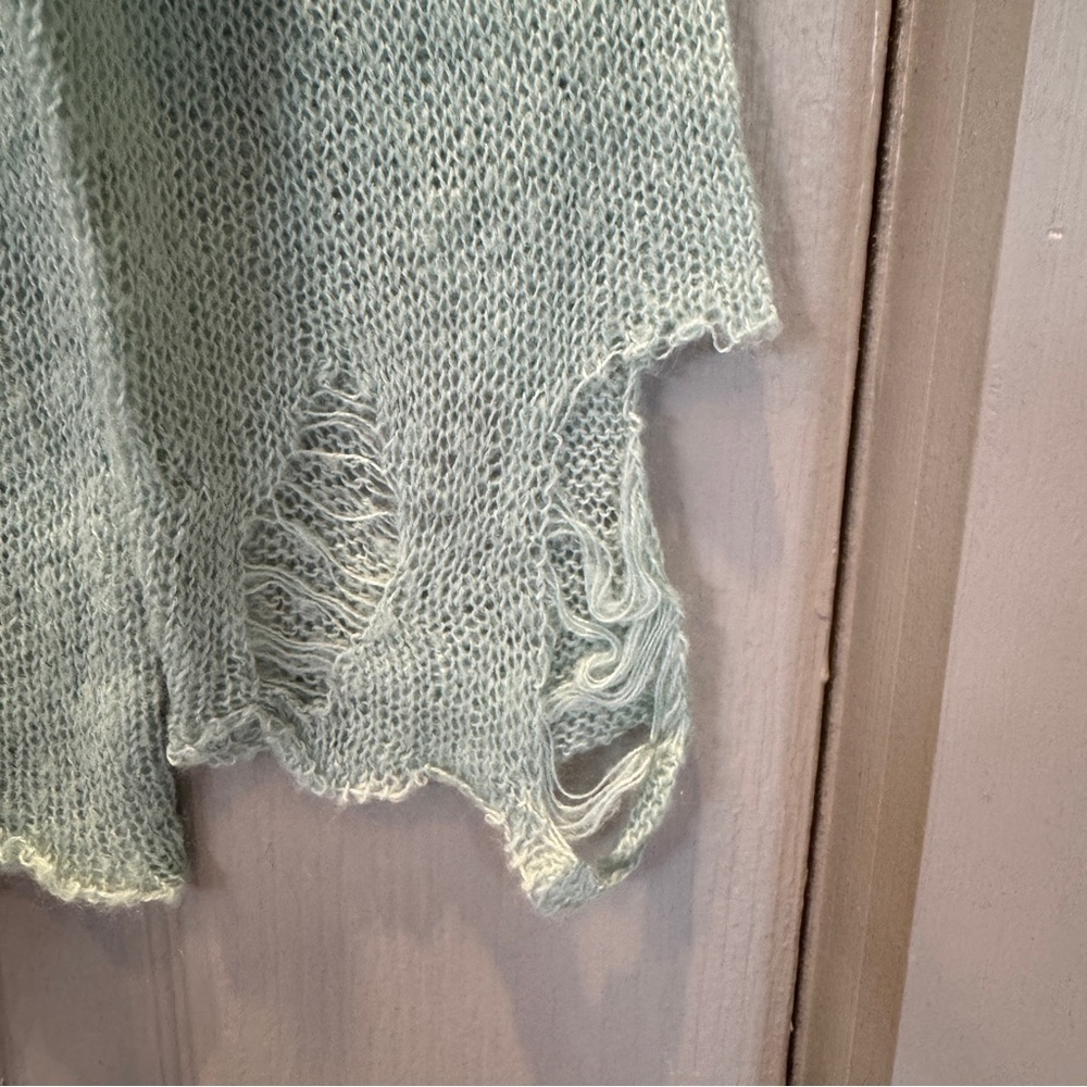 Romwe Pastel Goth Distressed Deer Sweater Jumper Tumblr 2014 Kawaii Cute Mint OS - Picture 5 of 12